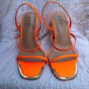 ✨3/$10✨ ASOS Wide Fit neon Orange Heels, Size 9